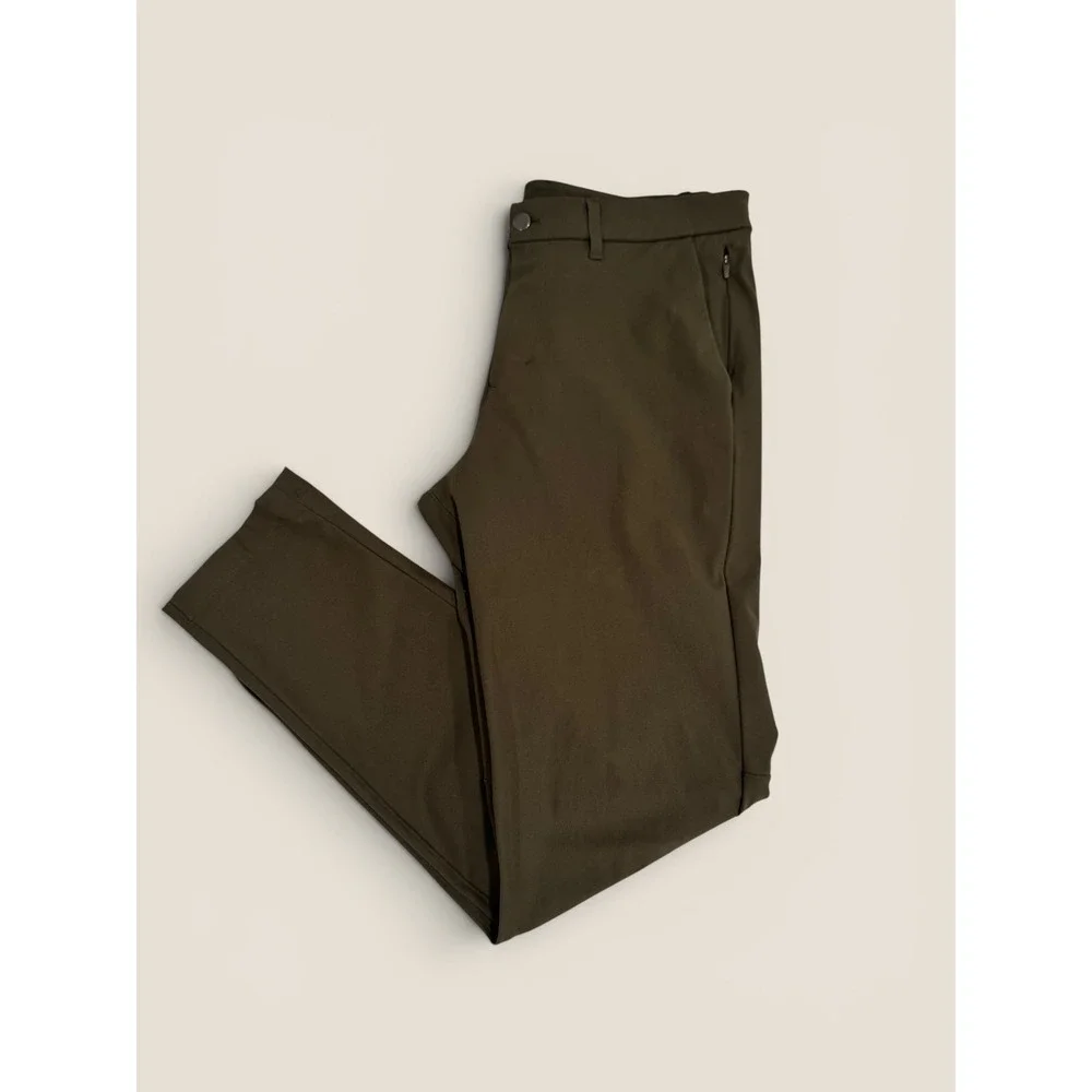 Lululemon Mens Commission Slim Fit Pant 32 Dark Olive Green Warpstreme Chino